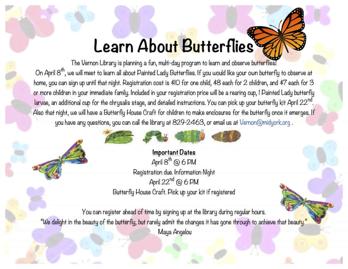 Learn About Butterflies copy – Vernon Public Library